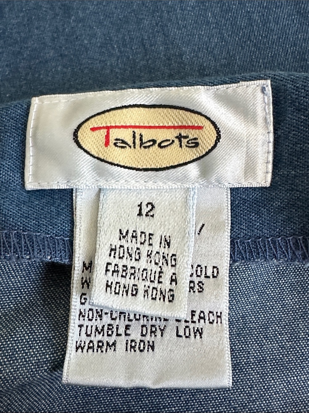 Talbots Blue Cotton Wrap Skirt with Floral Trim size 12 - Picture 6 of 7